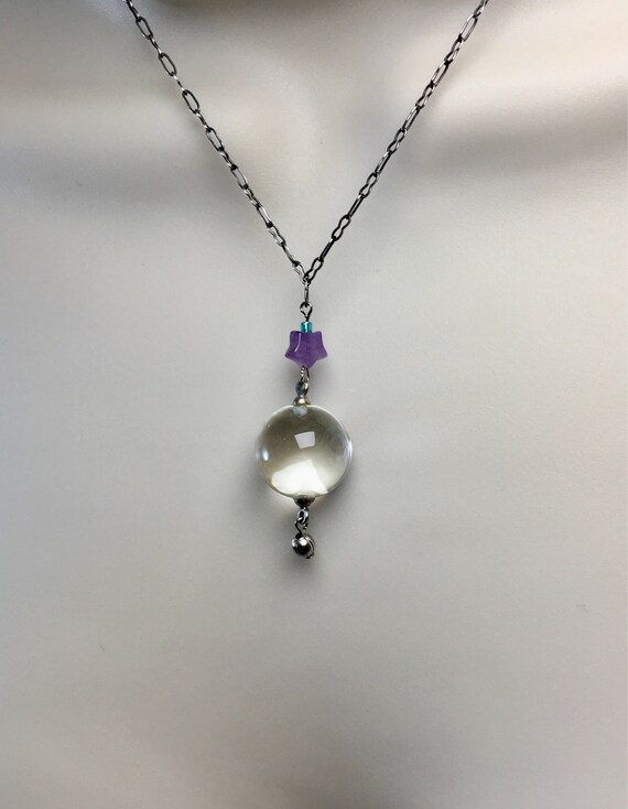 Crystal Ball Necklace Crystal Necklace Glass Orb … - image 3