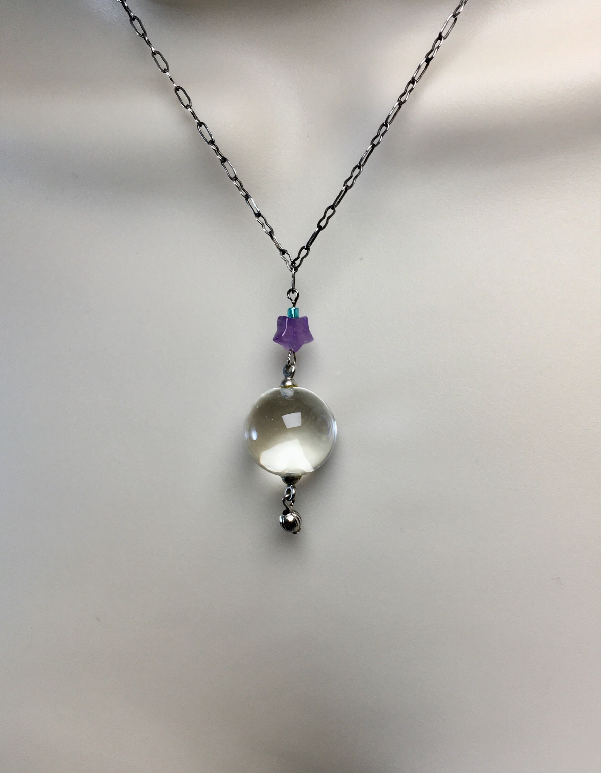 Crystal Ball Necklace Crystal Necklace Glass Orb Necklace Fortune