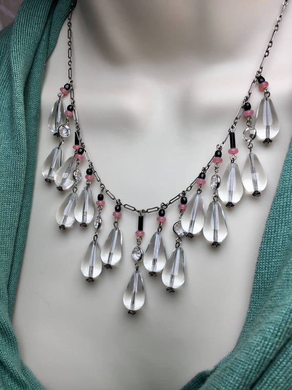 Antique Crystal Statement Necklace - image 9