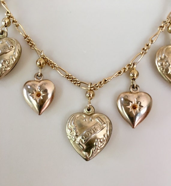 Sale! Gold Heart Necklace, Gold Puffy Heart Neckla