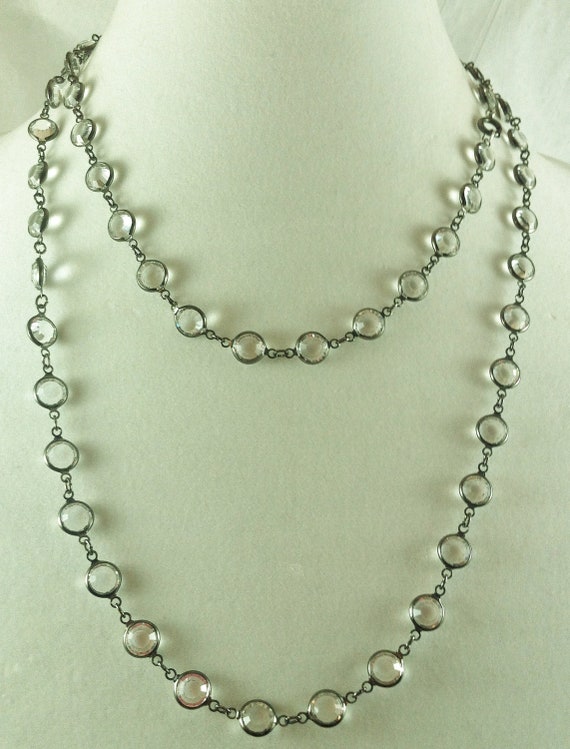 Crystal Necklace, Vintage Long Swarovski Crystal N