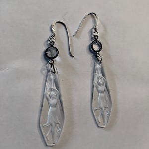 Vintage Czech Glass Art Deco Earrings, Gold or Sterling, Ballerina Gift, Ballet Earrings, Antique Intaglio, Isadora Duncan, Lucy Isaacs