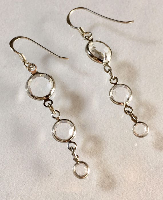 Vintage Sterling Silver Swarovski Crystal Dangle Earrings - Lucy Isaacs