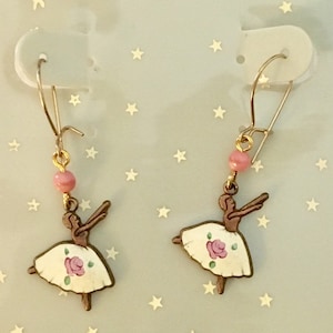 Ballerina Earrings, Jewelry Gift for Girls, Dance Teacher Gift, Enamel Ballerina Earrings, Blue Enamel Dancer Earrings by Lucy Isaacs