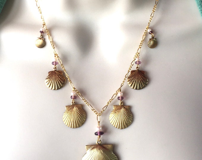 Golden Seashell Necklace by Lucy Isaacs