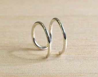 Sterling silver ear cuff, double hoop ear cuff, slip on ear cuff, handmade silver loop cuff, clip on ear cuff, no piercing