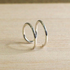Sterling silver ear cuff, double hoop ear cuff, slip on ear cuff, ear jacket, silver loop cuff, clip on ear cuff, no piercing