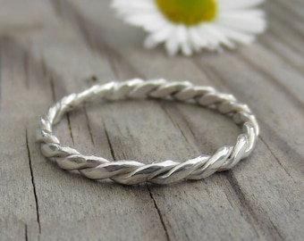 Double Twist Stacking Ring, Sterling Silver, Twisted ring, woven, Unique Jewelry,  delicate rings, minimalist, simple ring, friendship gift