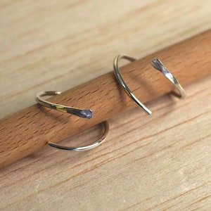 Sterling Silver Spiral Hoop Earrings – Hammered Finish, Tiny Sleeper Hoops (12mm-15mm)