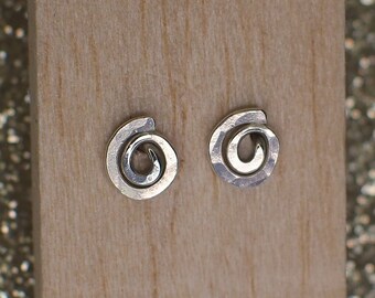 Silver spiral stud earrings, 6mm stud earring, small silver studs, sterling silver stud earrings, sterling silver earrings, swirl earrings,