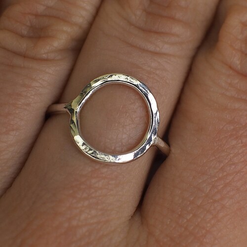 Silvershake Genuine Carnelian Gemstone 925 Sterling Silver Geometric Circle Ring - Women's Fashion Jewelry