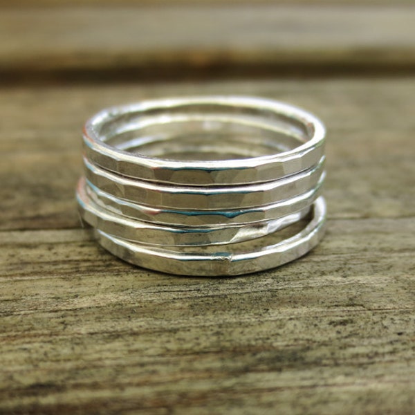 Sterling Silver Hammered Stacking Rings, hammered finish rings, Handmade rings , silver stack rings, boho ring, jewellery gift, simple rings