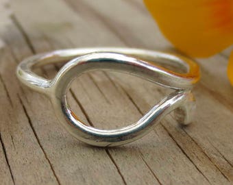 Sterling Silver Eye Silhouette Ring, silver eye ring, Evil Eye, asymmetric ring, hippie rings, bohemian ring, custom sized, all seeing eye