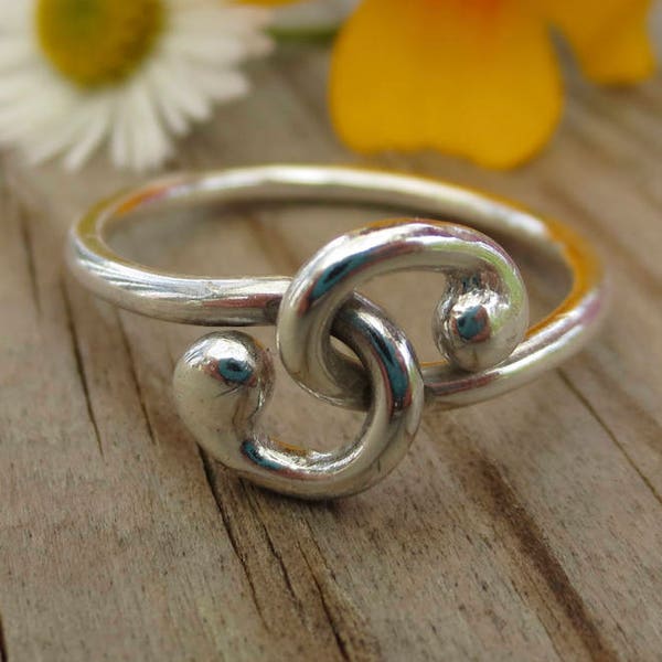 Bague spirale entrelacée en argent sterling, bague en argent, bague de déclaration, bague en spirale, tourbillon, cadeau, bague de promesse, bague de droite, bague unique