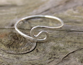 Sterling Silver wave ring, simple ring, spiral ring, silver ring, hammered ring, friendship ring, promise ring, silver rings, wave jewellery