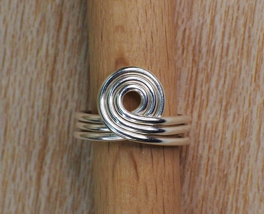 Sterling Silver Triple Ring. Chunky Three Strand Geometric Looped ...