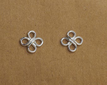 Sterling Silver Clover Stud Earrings. Small 9mm Celtic Knot Cross Studs.