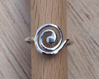 Sterling Silver Spiral Ring - Hammered Celtic Swirl Statement Ring - UK Handmade Solid 925