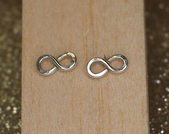 Sterling Silver infinity stud earrings, stacking studs, small studs, handmade stud earrings, sterling silver earrings, ear stack, boho studs