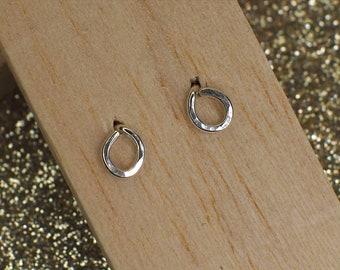 Sterling Silver tear drop stud earrings, 5mm stud earrings, small silver studs, unique studs, circle studs, handmade earrings, ear stack,