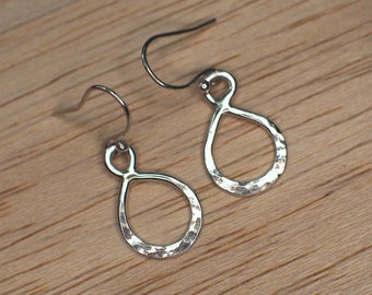 Sterling Silver Pear Drop Dangle Earrings, teardrop earrings, handmade earrings, small dangle earrings, infinity earrings, solid silver