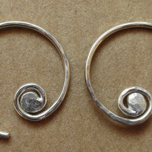 Sterling silver spiral hoop earrings, silver hoop earrings, spiral earrings, swirl silver earrings, silver hook earring, small silver hoops image 3