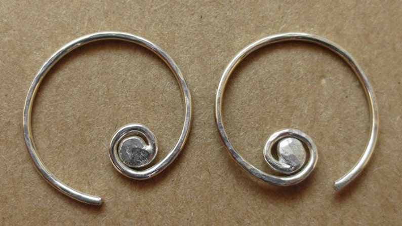 Sterling silver spiral hoop earrings, silver hoop earrings, spiral earrings, swirl silver earrings, silver hook earring, small silver hoops image 3