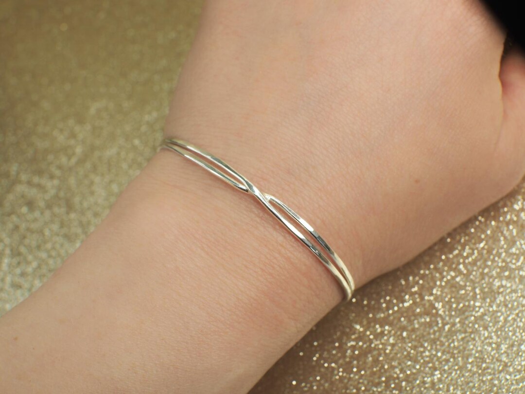 Hammered Sterling Silver Cuff Bangle: Celtic Adjustable Torque