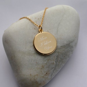 Personalized Circle Charm, Gold Monogram Circle Charm Necklace Custom Engraved Free, Personalized Necklace, Engraved Charm Necklace