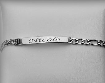 Personalized Silver Bracelet, Ladies Skinny ID Bracelet, Custom Engraved Bracelet, Silver ID Bracelet, Women's Bracelet, Bridesmaid's Gifts