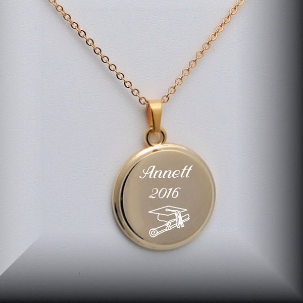 Personalized Gold Necklace, Gold Circle Necklace Custom Engraved Free, Monogram Necklace, Initial Pendant, Circle Charm Necklace, Gold Disc