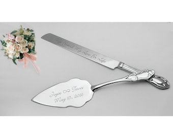 Personalized Wedding Cake Server & Knife Set Personalized Wedding Gift Custom Engraved Free