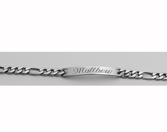 Personalized Bracelet, Children's Silver 6 1/2inches ID Bracelet, Custom Engraved Bracelet, Engraved Kid's Bracelet, Kid's Jewelry