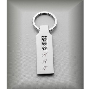 Personalized Three Stone Silver Keychain, Custom Engraved Keychain, Silver Keychain, Personalized Keychain, Silver Key Ring, Wedding Favors
