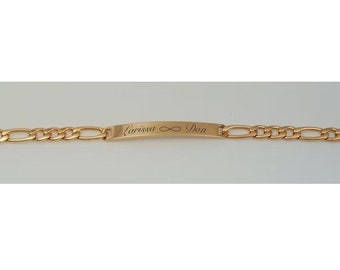 Personalized Bracelet, Gold Skinny ID Bracelet, Custom Engraved Bracelet, Gold ID Bracelet, Ladies ID Bracelet, Engraved Gold Bracelet