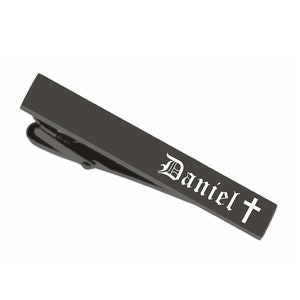 Engraved Cross Tie Clip Personalized Gunmetal Tie Clip Religious Gifts Custom Engraved Tie Clip Tie Bar Lord Faith Jesus, Buy 6 Get 7th Free