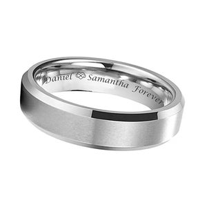 Engraved Ring Silver Two Tone Band Stainless Steel Ring Personalized Ring Promise Ring Engagement Ring Wedding Band Custom Ring Comfort Fit