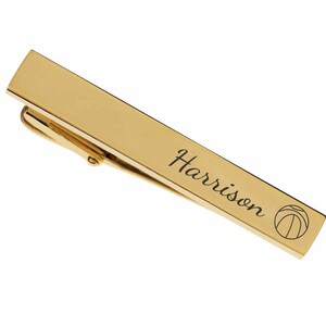 Engraved Gold Basketball Tie Clip - Gift For Basketball Team - Personalized Gold Tie Clip - Basketball Coach or Player - Buy 6 Get 7th Free