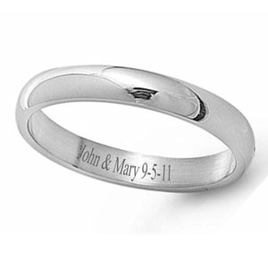 Personalized Ring Sterling Silver Ring Engraved Wedding Band Engraved Silver Ring Sterling Silver Band Custom Wedding Ring Promise Ring 4mm
