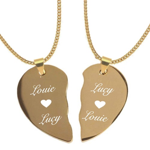 Personalized Gold Broken Heart Best Friends Necklace Couples Etsy