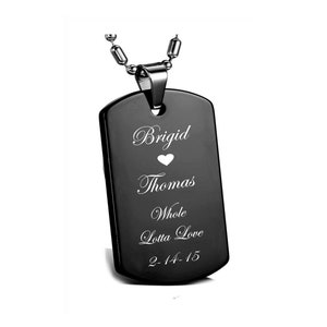 black dog tag pendant