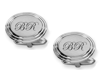 Personalized Cufflinks, Engraved Cufflinks, Silver Cufflinks, Custom Cufflinks, Monogrammed Cufflinks, Groomsman Gifts - Buy 6 Get 7th Free