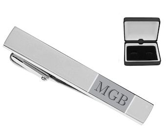 Personalized Silver Tie Clip Two Tone Engraved Tie Clip Best Man Gift For Him Dad Groom Groomsman Gift Wedding Gift - Buy 6 Get 7th Free