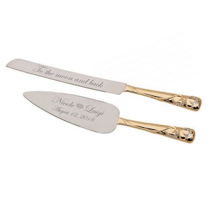 Personalized Wedding Cake Server & Knife Set Personalized Wedding Gift Custom Engraved Free