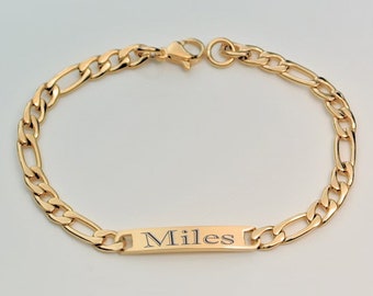 Engraved Gold Bracelet, Gold Small 5.5 inches Children's Bracelet, Personalized ID Bracelet, Gold Kid's Bracelet, Custom Engraved Bracelet