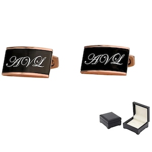 Personalized Cufflinks Engraved Cufflinks Black Onyx Cufflinks Monogrammed Cufflinks Best Man Groomsman Gift Wedding Gift Buy 6 Get 7th Free