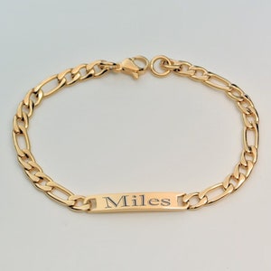 Engraved Gold Bracelet, Gold Small 5.5 inches Children&#39;s Bracelet, Personalized ID Bracelet, Gold Kid&#39;s Bracelet, Custom Engraved Bracelet