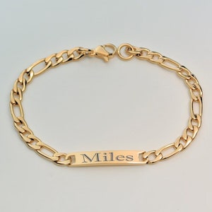 Engraved Gold Bracelet, Gold Small 5.5 inches Children's Bracelet, Personalized ID Bracelet, Gold Kid's Bracelet, Custom Engraved Bracelet