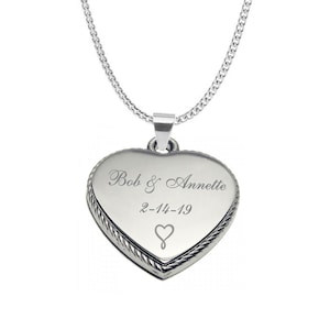 Engraved Silver Braided Heart Necklace, Personalized Silver Necklace Custom Engraved Free,  Bridesmaids' Gifts, Personalized Necklace