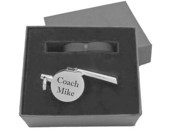 Personalized Silver Coach Whistle With Lanyard, Custom Engraved Coach's Whistle, Engraved Silver Whistle, Gifts For Coaches, Referee Whistle